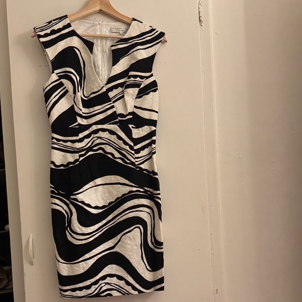 Trina Turk Black and White Swirl Mini Dress